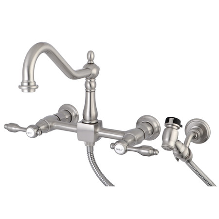 TUDOR KS1248TALBS 8" Centerset Wall Mount Kitchen Faucet with Brass Sprayer KS1248TALBS